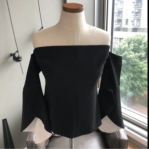 New Likely Off the Shoulder Contrast Bell Sleeve Top Size Large